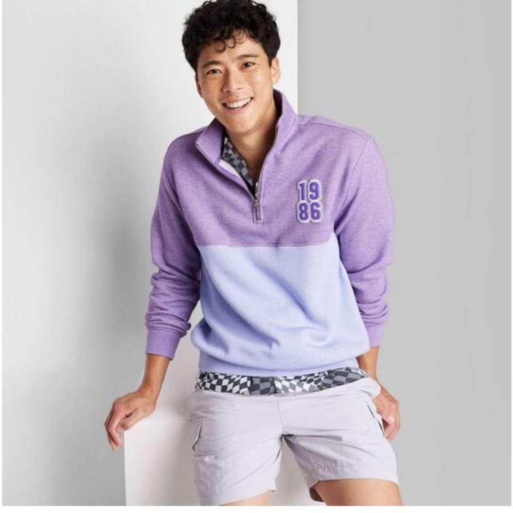 Men's Quarter Zip Up Pullover Sweatshirt Mock Turtleneck- Original Use